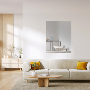 Espejo de pared irrompible rectangular 75x60 de acero inoxidable