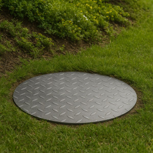 Couvercle de regard rond en inox et larmé - John Steel