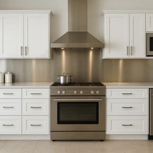 Custom stainless steel splashback - John Steel