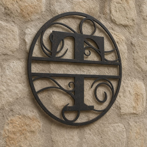 Custom metal letter T monogram