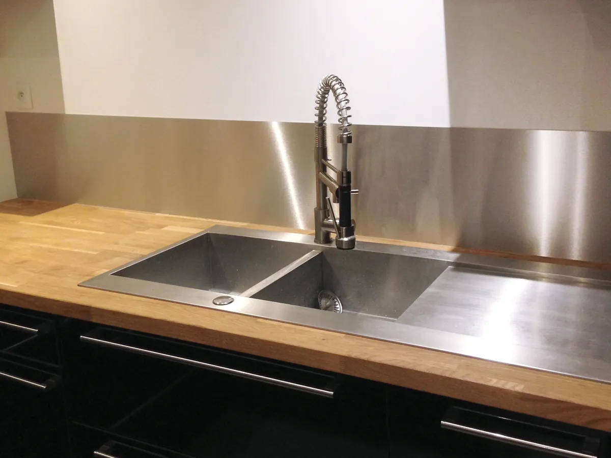 Bright stainless steel backsplash - Brushed Finish 304 Stainless Steel