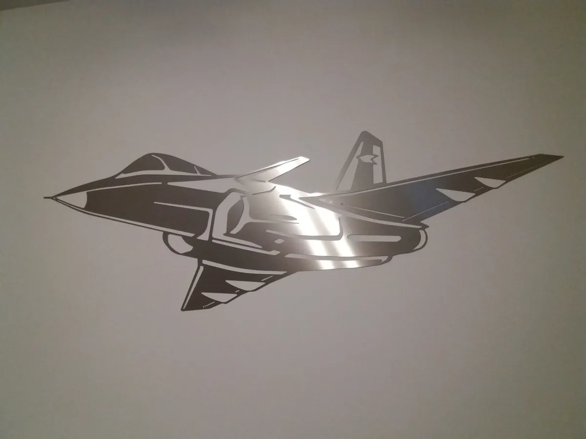 Rafale jet silhouette in steel - Filmed raw aluminum