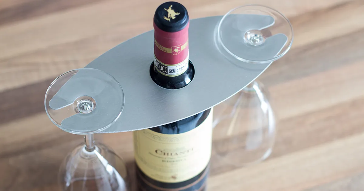 Metal wine glass holder - Raw steel