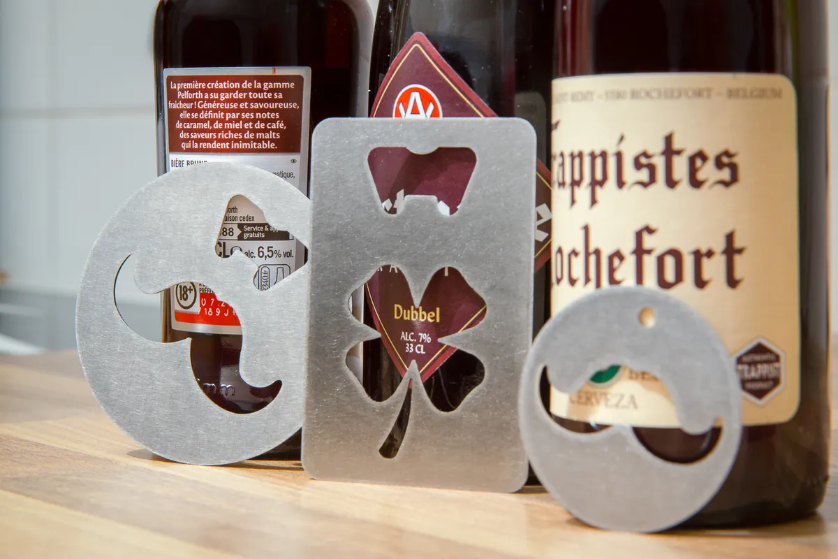 Laser-cut stainless steel bottle openers - Raw stainless steel