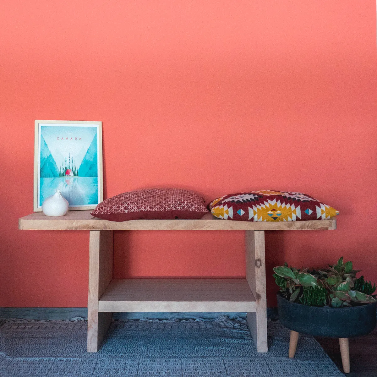Stylish steel bench - Spruce plywood